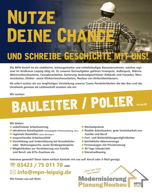 2022-02-08_Stellenanzeige_Mitarbeitersuche_Bauleiter und Polier